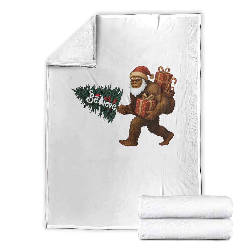Believe Bigfoot Christmas Throw Blanket Sasquatch Holiday Gift TS12 White Print Your Wear