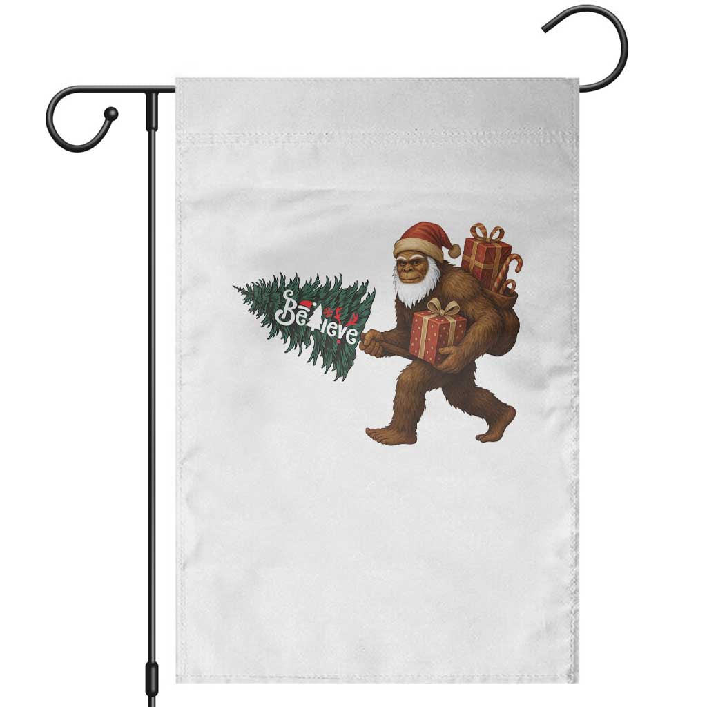 Believe Bigfoot Christmas Garden Flag Sasquatch Holiday Gift TS12 White Print Your Wear