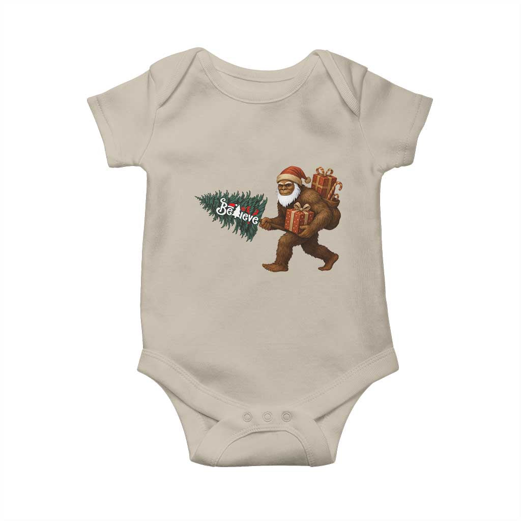 Believe Bigfoot Christmas Baby Onesie Sasquatch Holiday Gift TS12 Sand Print Your Wear