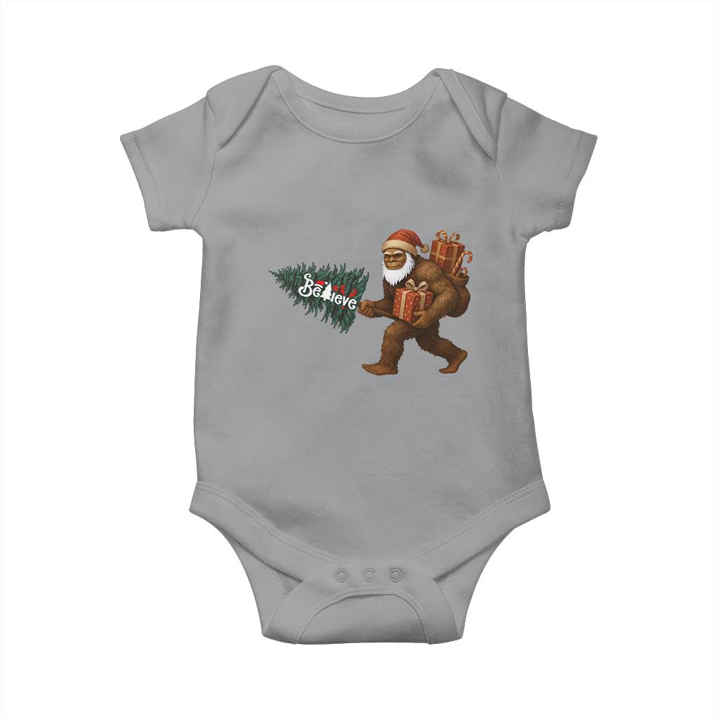Believe Bigfoot Christmas Baby Onesie Sasquatch Holiday Gift TS12 Sport Gray Print Your Wear