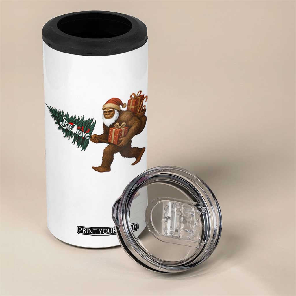 Believe Bigfoot Christmas 4 in 1 Can Cooler Tumbler Sasquatch Holiday Gift TS12 Print Your Wear