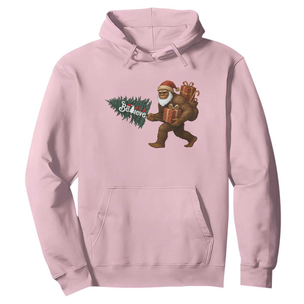Believe Bigfoot Christmas Hoodie Sasquatch Holiday Gift TS12 Light Pink Print Your Wear