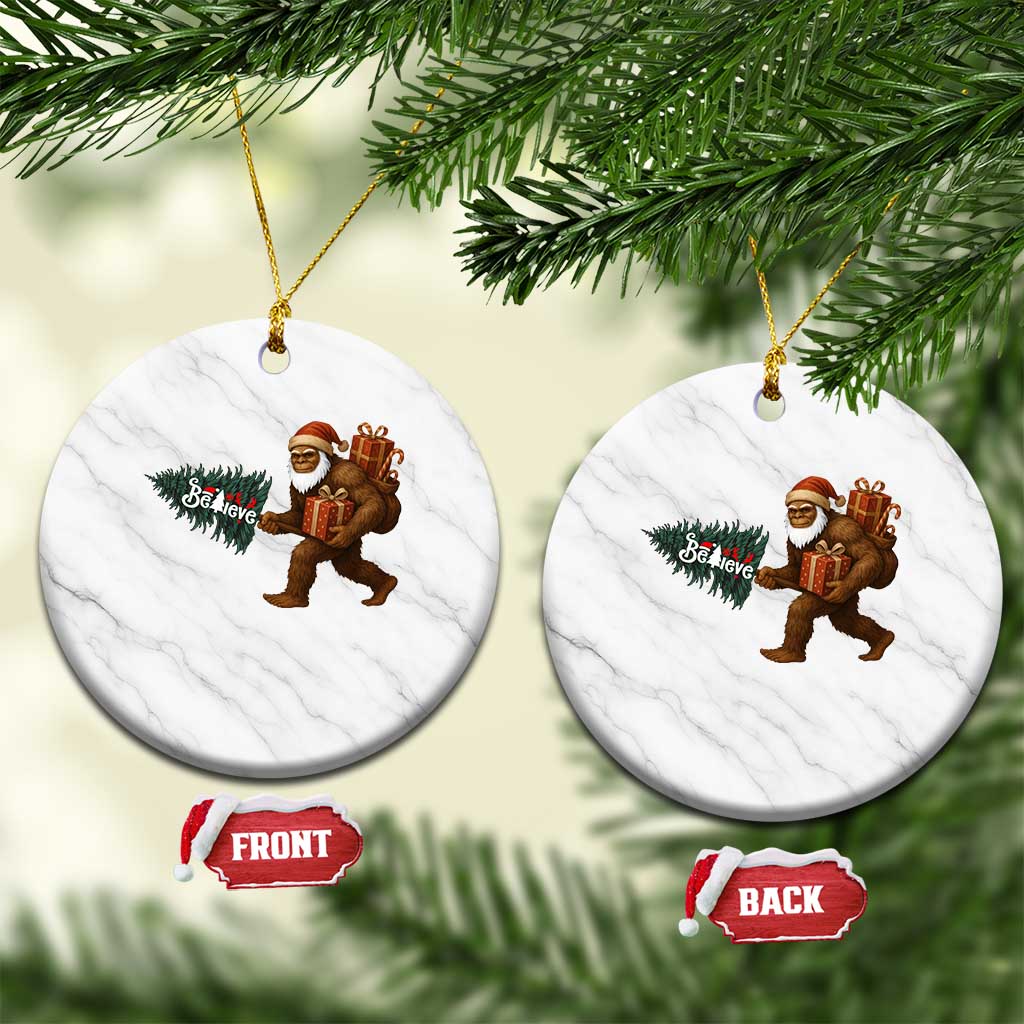 Believe Bigfoot Xmas Ceramic Ornament Sasquatch Holiday Gift TS12 1pc White Marble Print Your Wear
