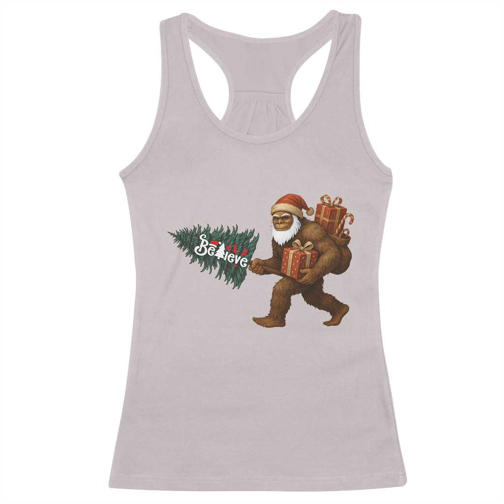 Believe Bigfoot Christmas Racerback Tank Top Sasquatch Holiday Gift TS12 Ice Gray Print Your Wear