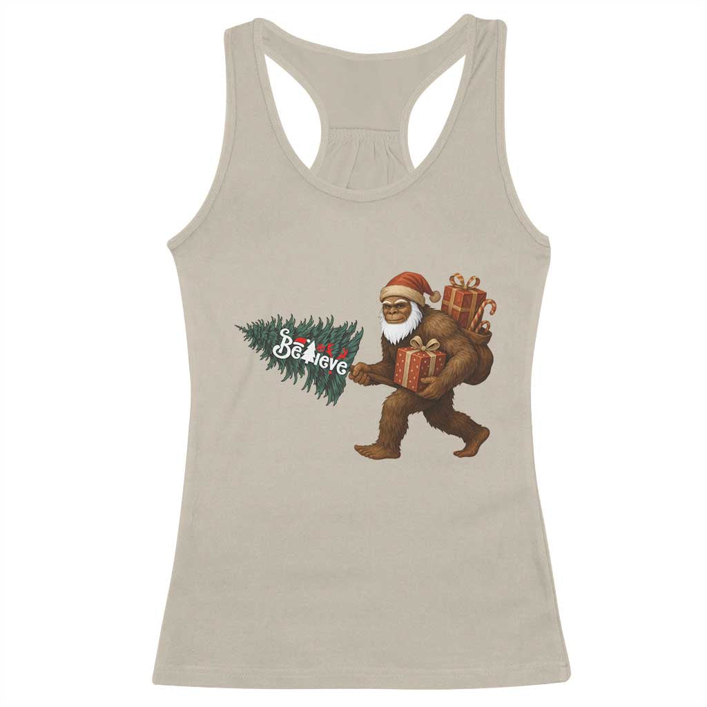 Believe Bigfoot Christmas Racerback Tank Top Sasquatch Holiday Gift TS12 Sand Print Your Wear