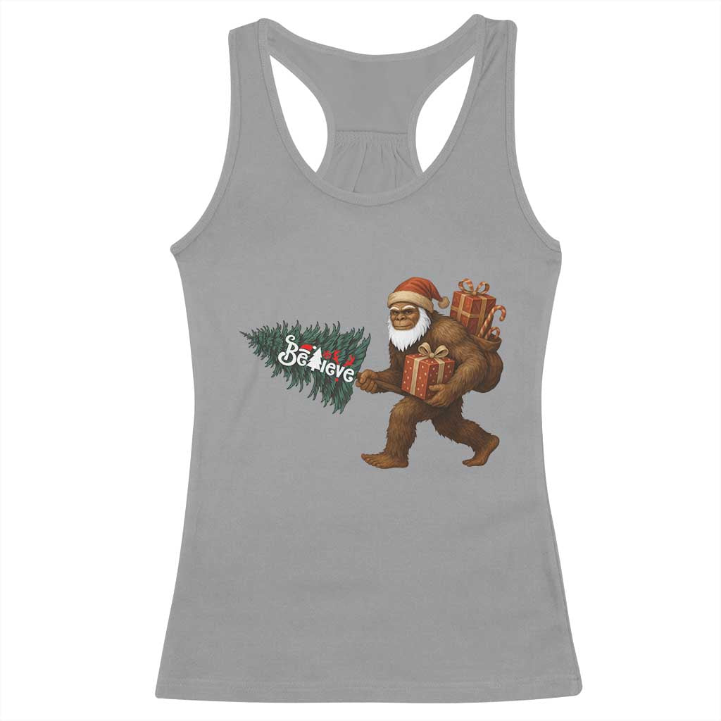 Believe Bigfoot Christmas Racerback Tank Top Sasquatch Holiday Gift TS12 Sport Gray Print Your Wear