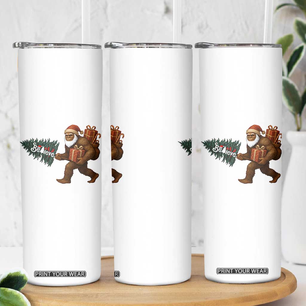 Believe Bigfoot Christmas Skinny Tumbler Sasquatch Holiday Gift TS12 Print Your Wear