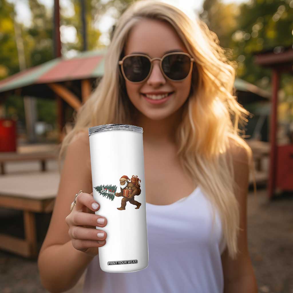 Believe Bigfoot Christmas Skinny Tumbler Sasquatch Holiday Gift TS12 Print Your Wear