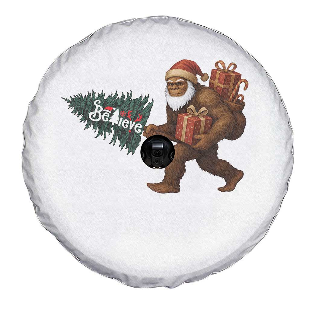 Believe Bigfoot Christmas Spare Tire Cover Sasquatch Holiday Gift TS12 Print Your Wear