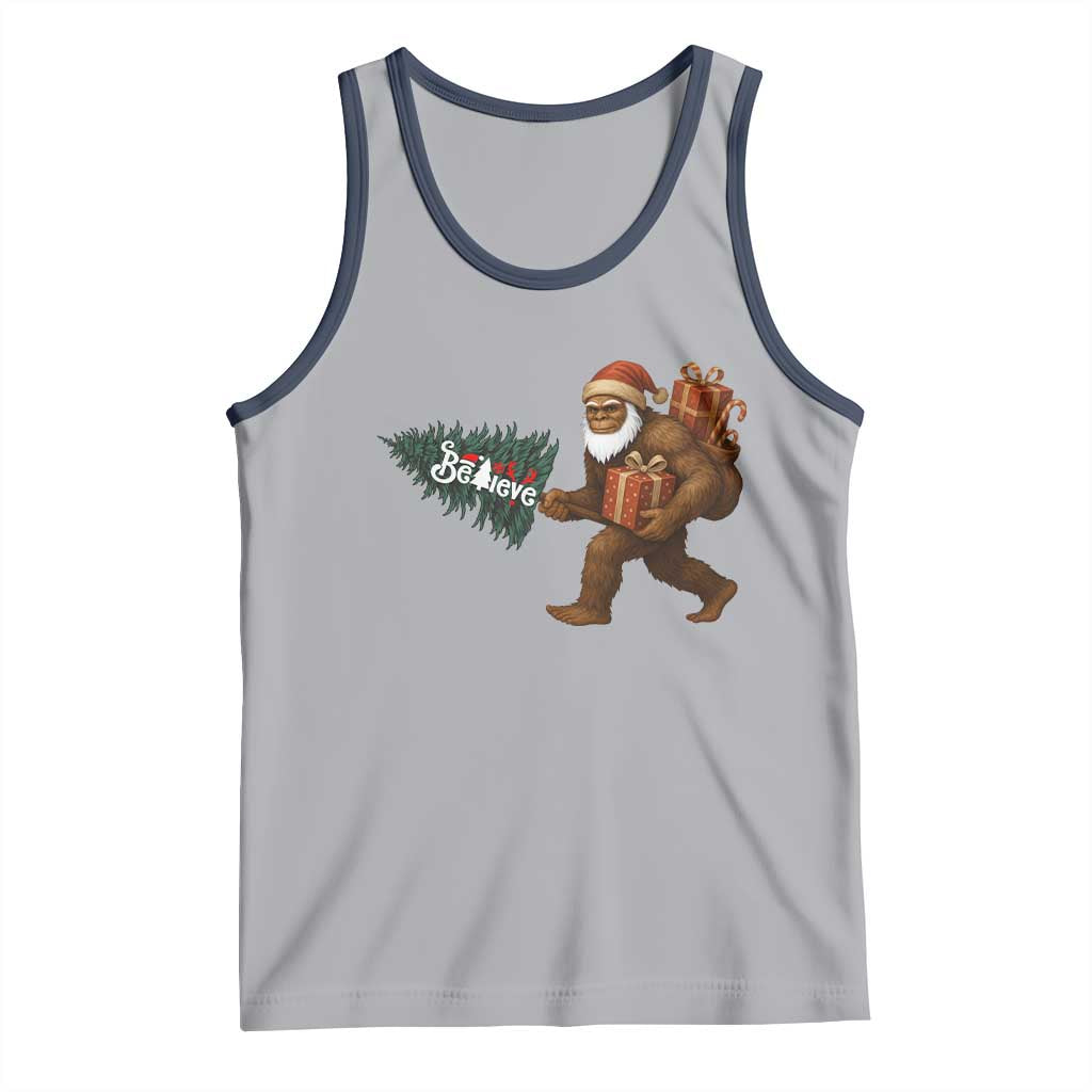 Believe Bigfoot Christmas Tank Top Sasquatch Holiday Gift TS12 Athletic Heather Navy Print Your Wear