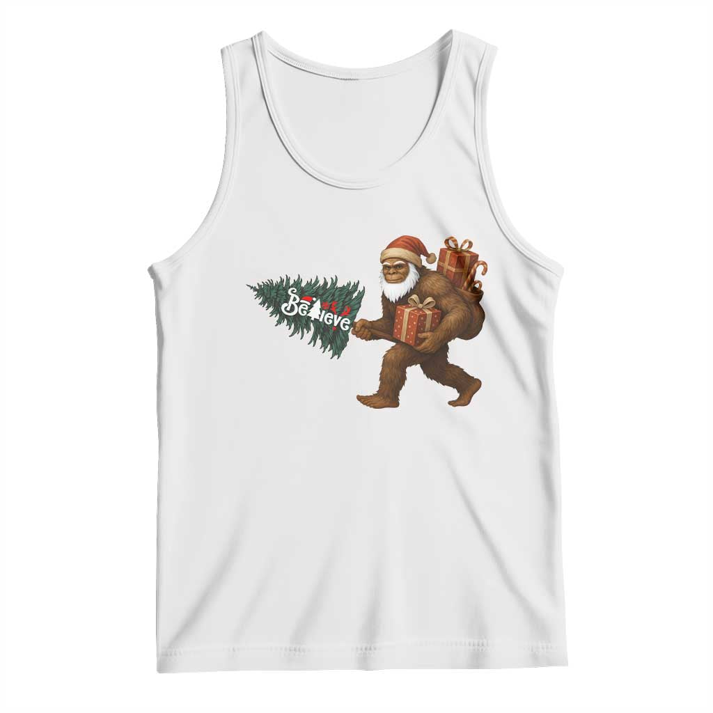 Believe Bigfoot Christmas Tank Top Sasquatch Holiday Gift TS12 White Print Your Wear