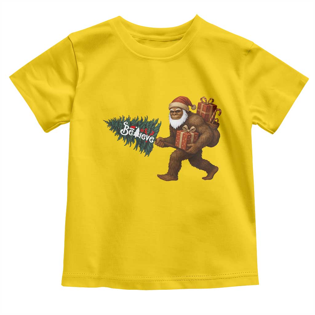 Believe Bigfoot Christmas Toddler T Shirt Sasquatch Holiday Gift TS12 Daisy Print Your Wear