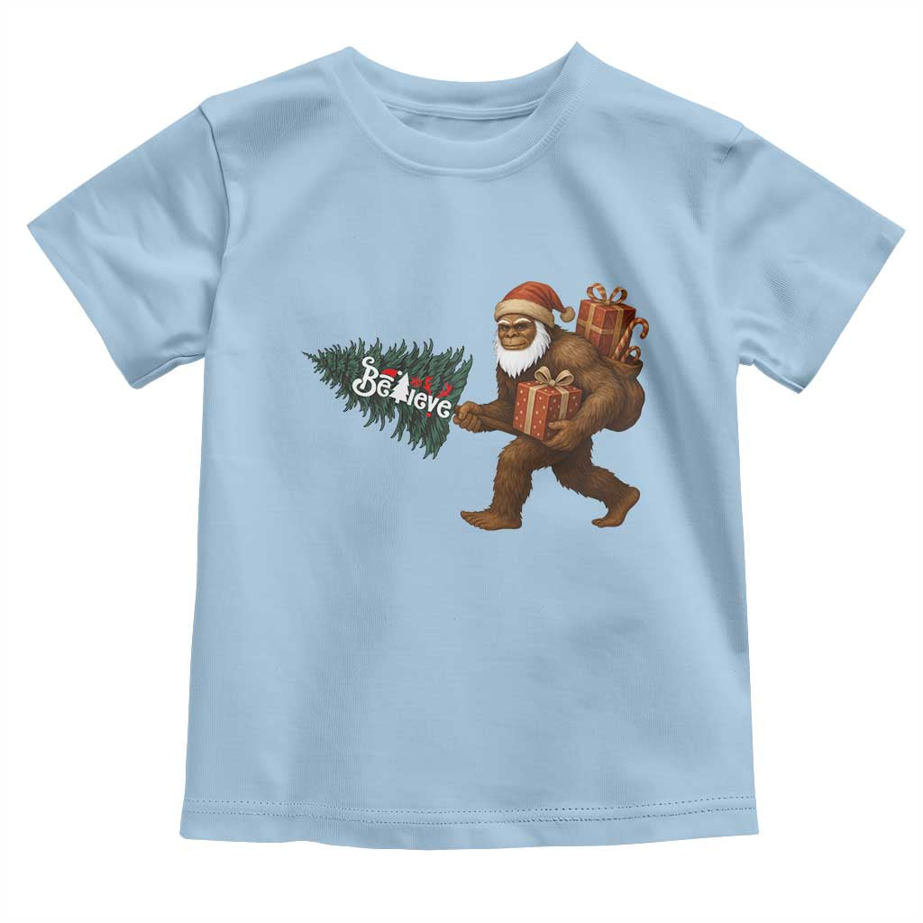 Believe Bigfoot Christmas Toddler T Shirt Sasquatch Holiday Gift TS12 Light Blue Print Your Wear