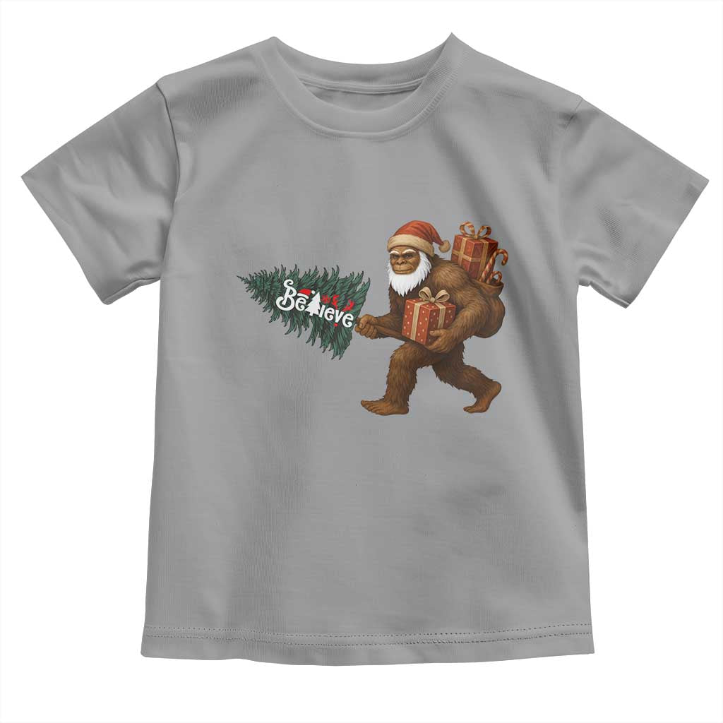 Believe Bigfoot Christmas Toddler T Shirt Sasquatch Holiday Gift TS12 Sport Gray Print Your Wear