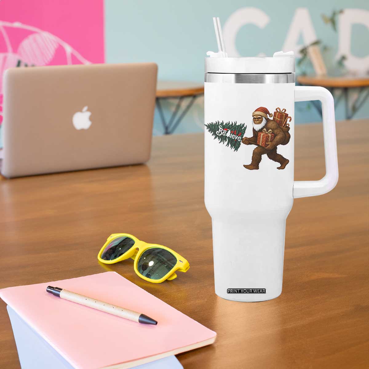 Believe Bigfoot Christmas Tumbler With Handle Sasquatch Holiday Gift TS12 Print Your Wear