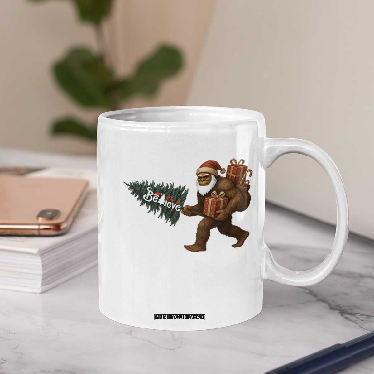 Believe Bigfoot Christmas Coffee Mug Sasquatch Holiday Gift TS12 Print Your Wear