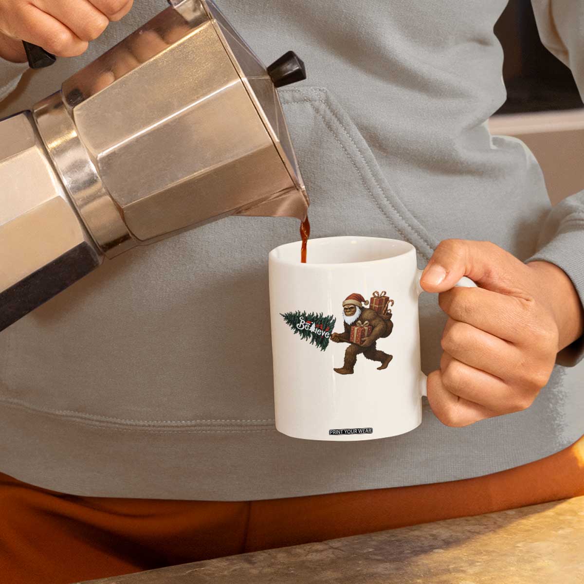 Believe Bigfoot Christmas Coffee Mug Sasquatch Holiday Gift TS12 Print Your Wear