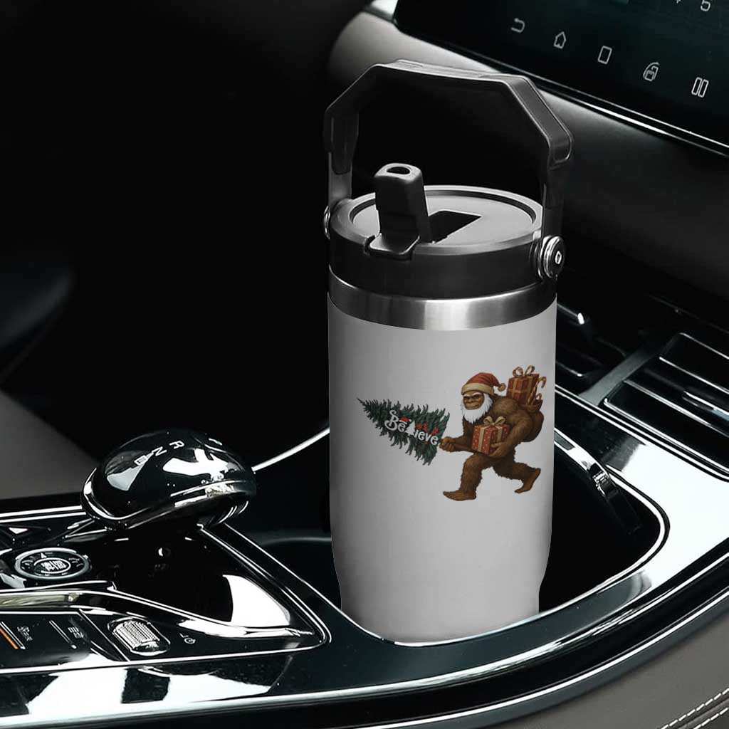 Believe Bigfoot Christmas Flip Straw Tumbler Sasquatch Holiday Gift TS12 Print Your Wear