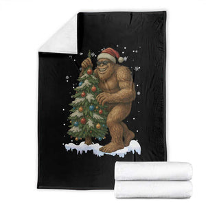 Funny Christmas Throw Blanket Bigfoot Decorating Xmas Tree Gift TS12 Black Print Your Wear