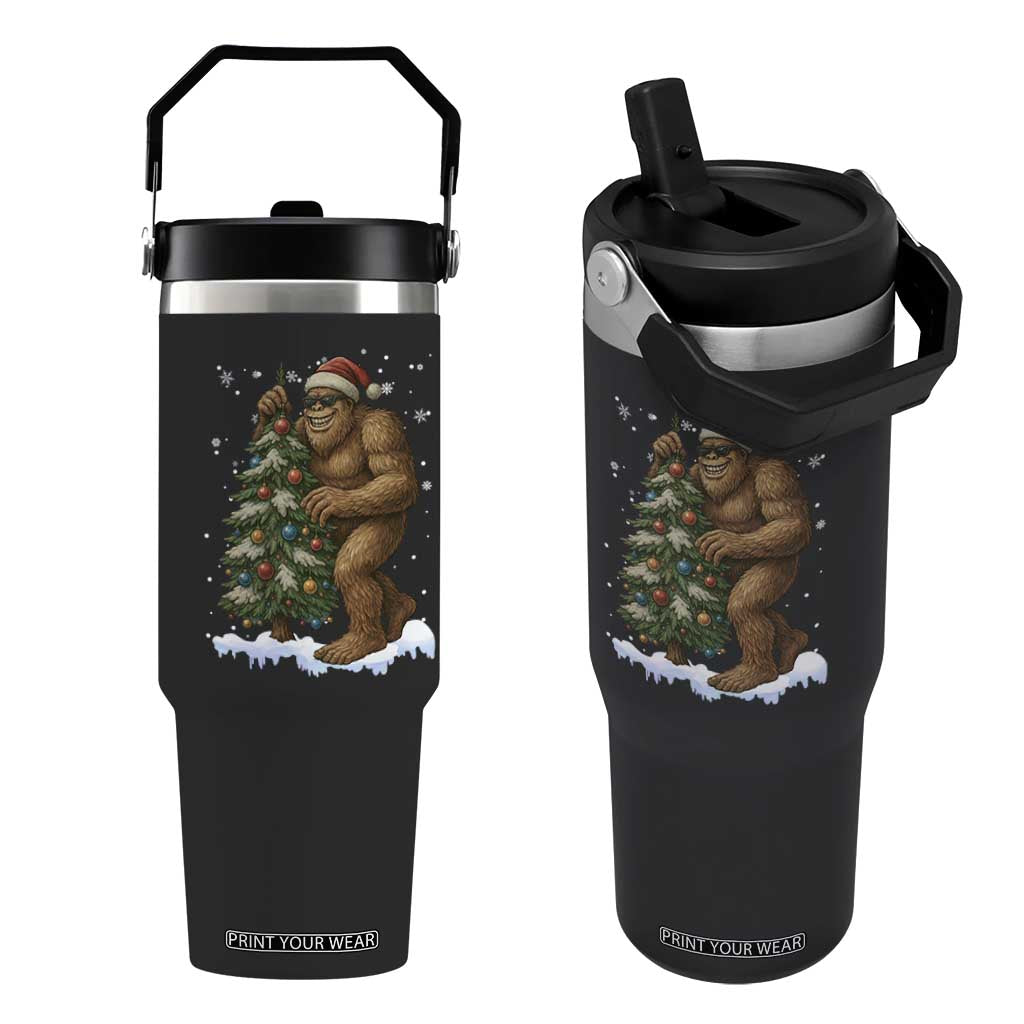 Funny Christmas Flip Straw Tumbler Bigfoot Decorating Xmas Tree Gift TS12 One Size: 30 oz Black Print Your Wear
