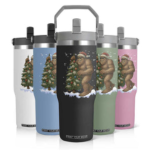 Funny Christmas Flip Straw Tumbler Bigfoot Decorating Xmas Tree Gift TS12 Print Your Wear
