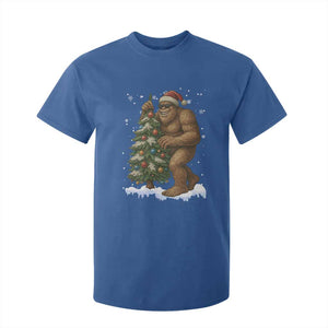 Funny Christmas T Shirt For Kid Bigfoot Decorating Xmas Tree Gift TS12 Royal Blue Print Your Wear