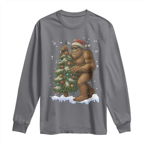 Funny Christmas Long Sleeve Shirt Bigfoot Decorating Xmas Tree Gift TS12 Charcoal Print Your Wear