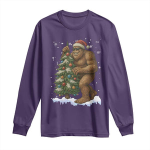 Funny Christmas Long Sleeve Shirt Bigfoot Decorating Xmas Tree Gift TS12 Purple Print Your Wear