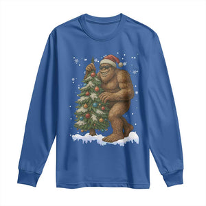 Funny Christmas Long Sleeve Shirt Bigfoot Decorating Xmas Tree Gift TS12 Royal Blue Print Your Wear