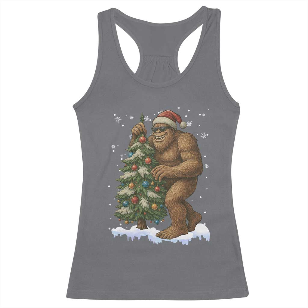 Funny Christmas Racerback Tank Top Bigfoot Decorating Xmas Tree Gift TS12 Charcoal Print Your Wear