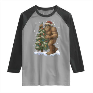 Funny Christmas Raglan Shirt Bigfoot Decorating Xmas Tree Gift TS12 Sport Gray Black Print Your Wear