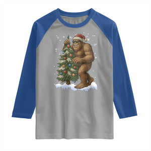 Funny Christmas Raglan Shirt Bigfoot Decorating Xmas Tree Gift TS12 Sport Gray Royal Print Your Wear