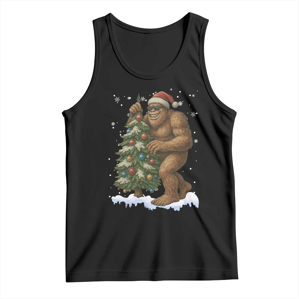 Funny Christmas Tank Top Bigfoot Decorating Xmas Tree Gift TS12 Black Print Your Wear