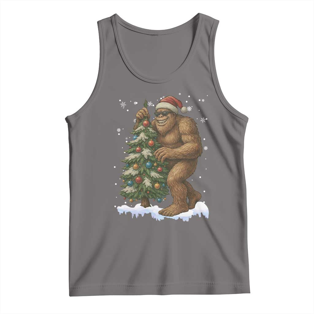 Funny Christmas Tank Top Bigfoot Decorating Xmas Tree Gift TS12 Deep Heather Print Your Wear