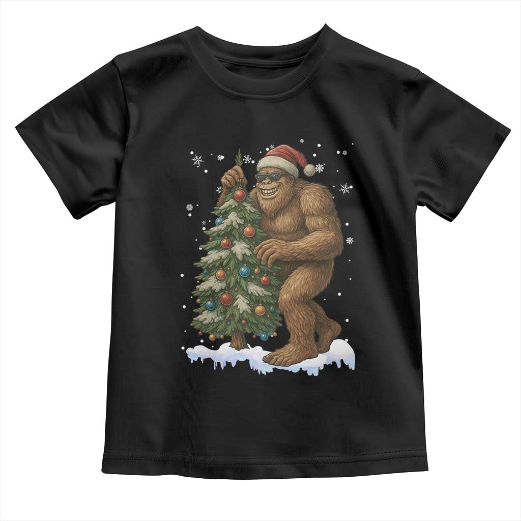 Funny Christmas Toddler T Shirt Bigfoot Decorating Xmas Tree Gift TS12 Black Print Your Wear