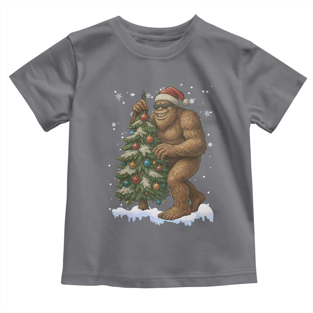Funny Christmas Toddler T Shirt Bigfoot Decorating Xmas Tree Gift TS12 Charcoal Print Your Wear