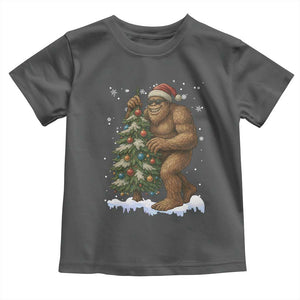 Funny Christmas Toddler T Shirt Bigfoot Decorating Xmas Tree Gift TS12 Dark Heather Print Your Wear