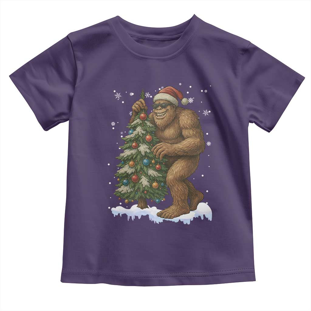 Funny Christmas Toddler T Shirt Bigfoot Decorating Xmas Tree Gift TS12 Purple Print Your Wear