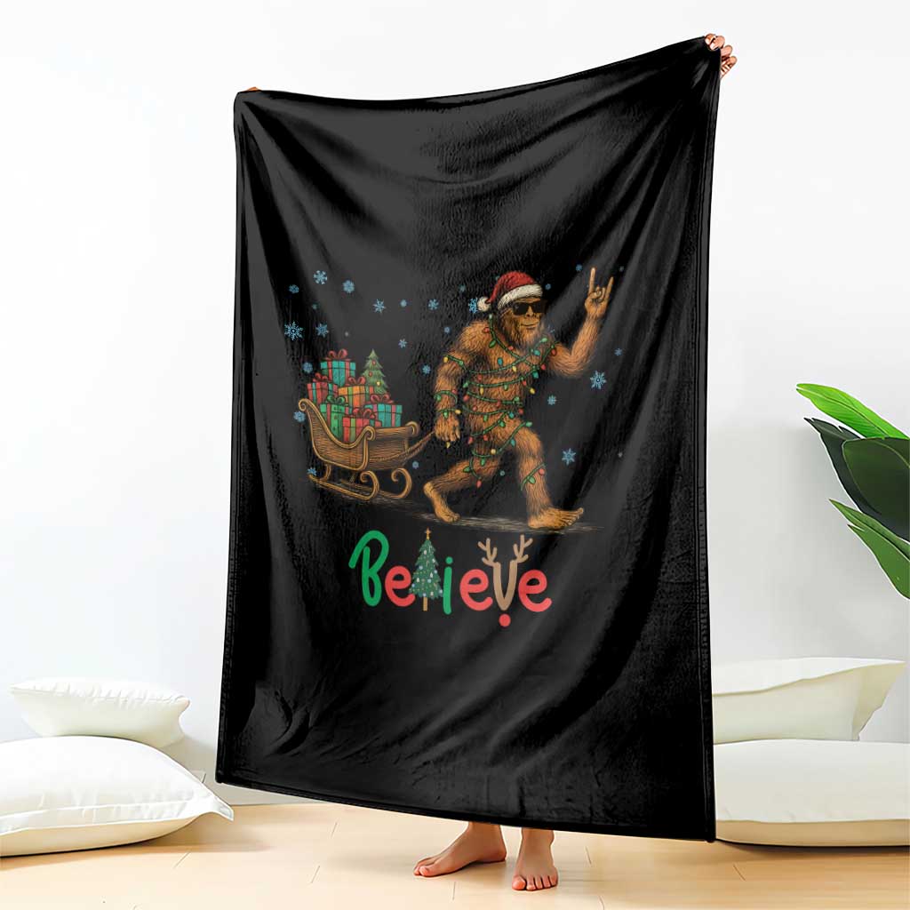 Bigfoot Christmas Throw Blanket Believe Funny Holiday Gift TS12 Print Your Wear