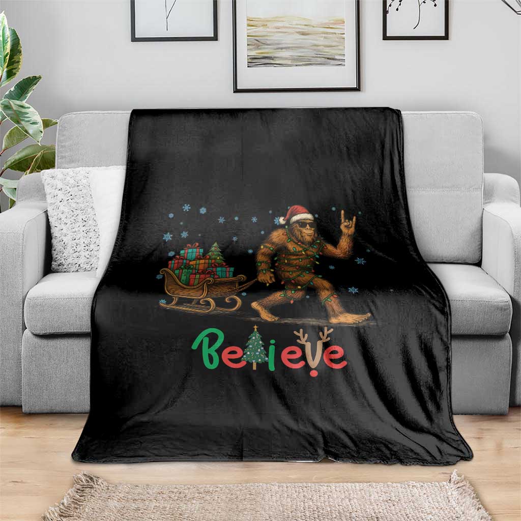 Bigfoot Christmas Throw Blanket Believe Funny Holiday Gift TS12 Print Your Wear
