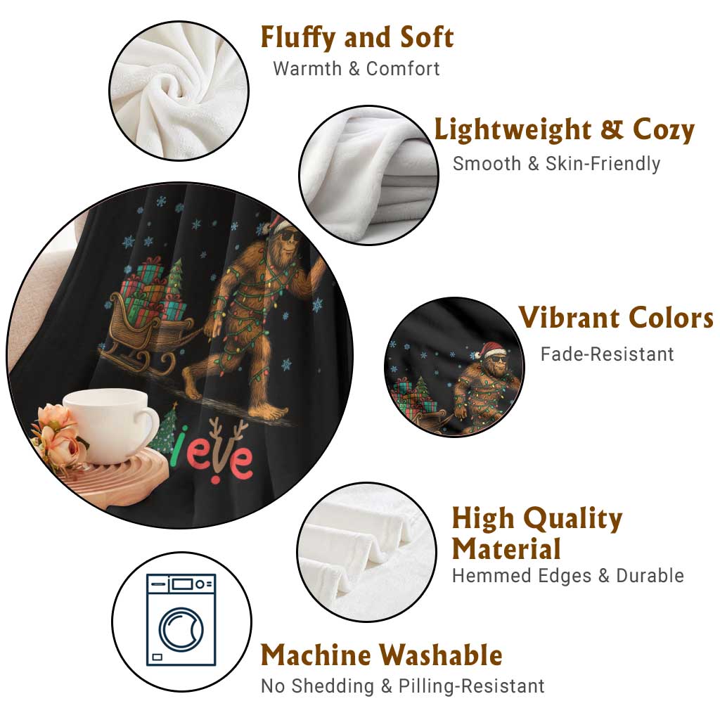 Bigfoot Christmas Throw Blanket Believe Funny Holiday Gift TS12 Print Your Wear