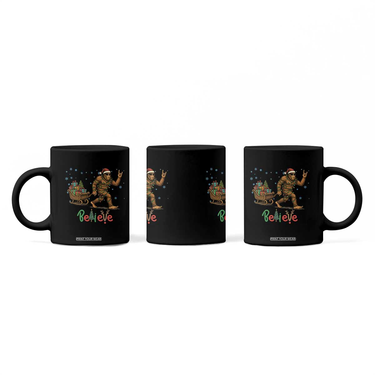 Bigfoot Christmas Coffee Mug Believe Funny Holiday Gift TS12 Print Your Wear