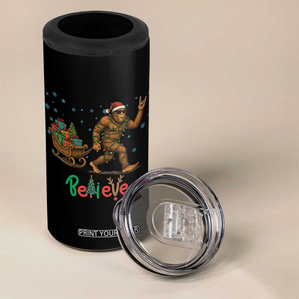 Bigfoot Christmas 4 in 1 Can Cooler Tumbler Believe Funny Holiday Gift TS12 Print Your Wear