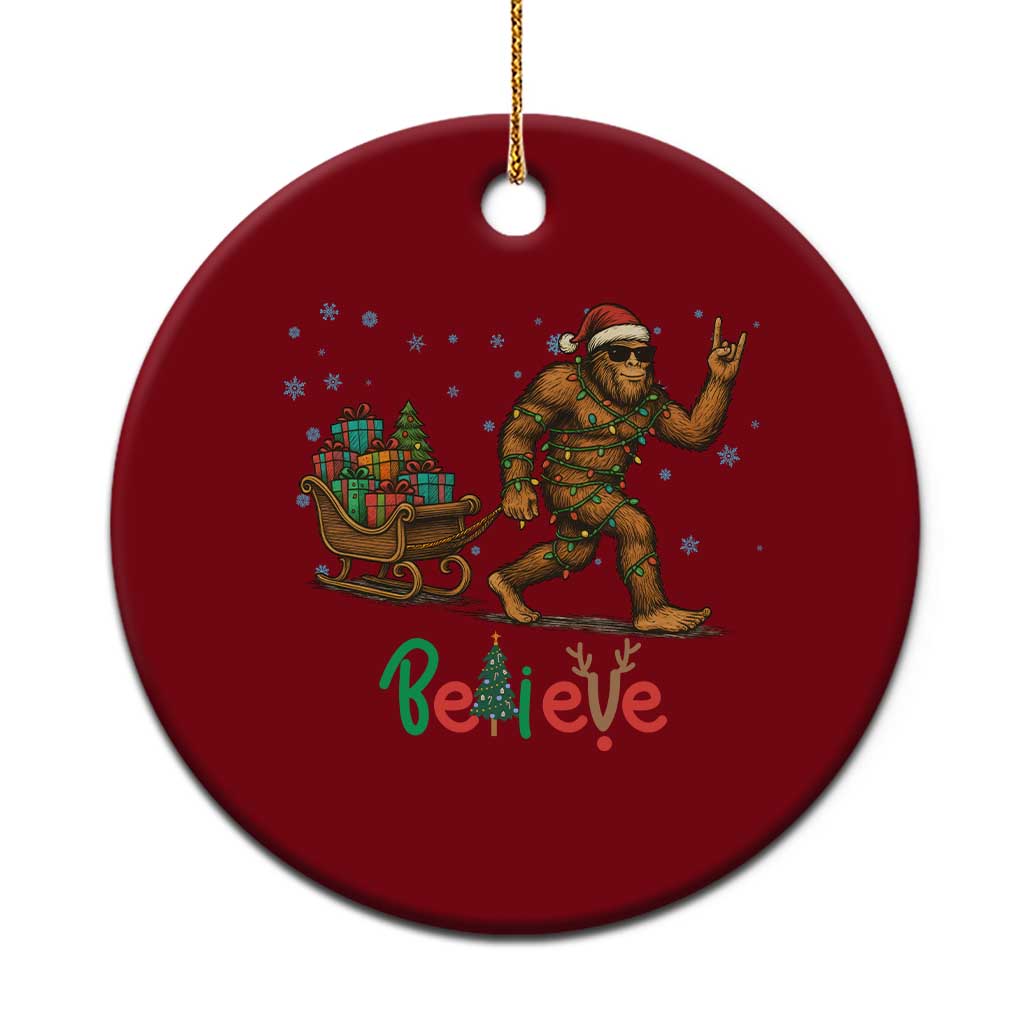 Bigfoot Xmas Ceramic Ornament Believe Funny Holiday Gift TS12 1pc Red Print Your Wear
