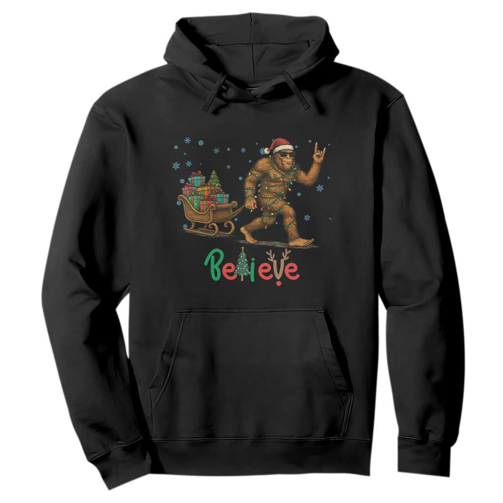 Bigfoot Christmas Hoodie Believe Funny Holiday Gift TS12 Black Print Your Wear