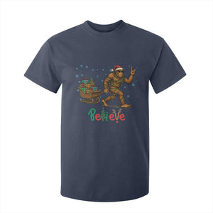 Bigfoot Christmas T Shirt For Kid Believe Funny Holiday Gift TS12 Navy Print Your Wear