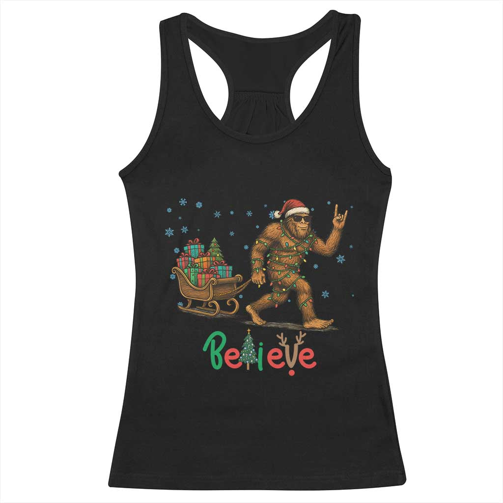 Bigfoot Christmas Racerback Tank Top Believe Funny Holiday Gift TS12 Black Print Your Wear