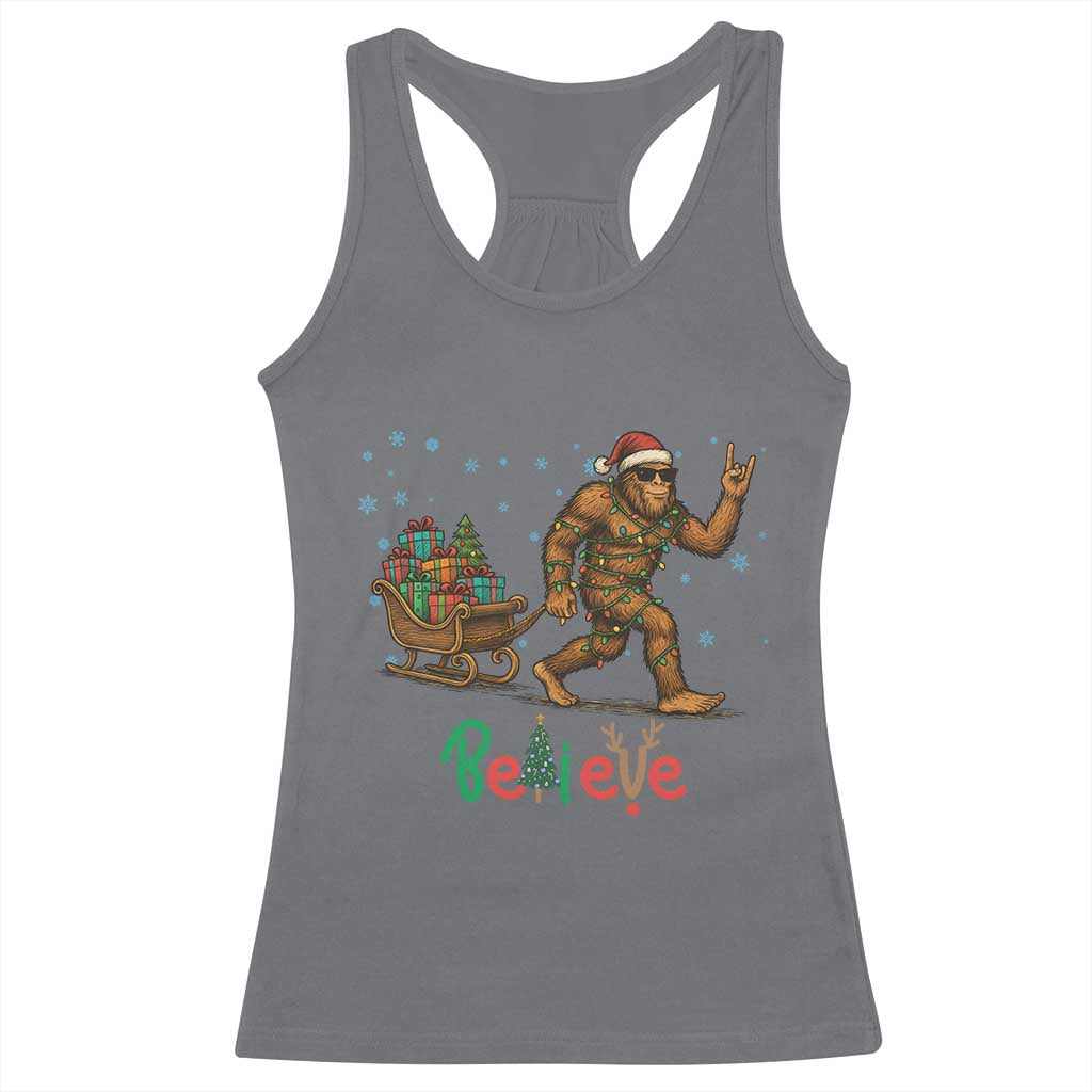 Bigfoot Christmas Racerback Tank Top Believe Funny Holiday Gift TS12 Charcoal Print Your Wear