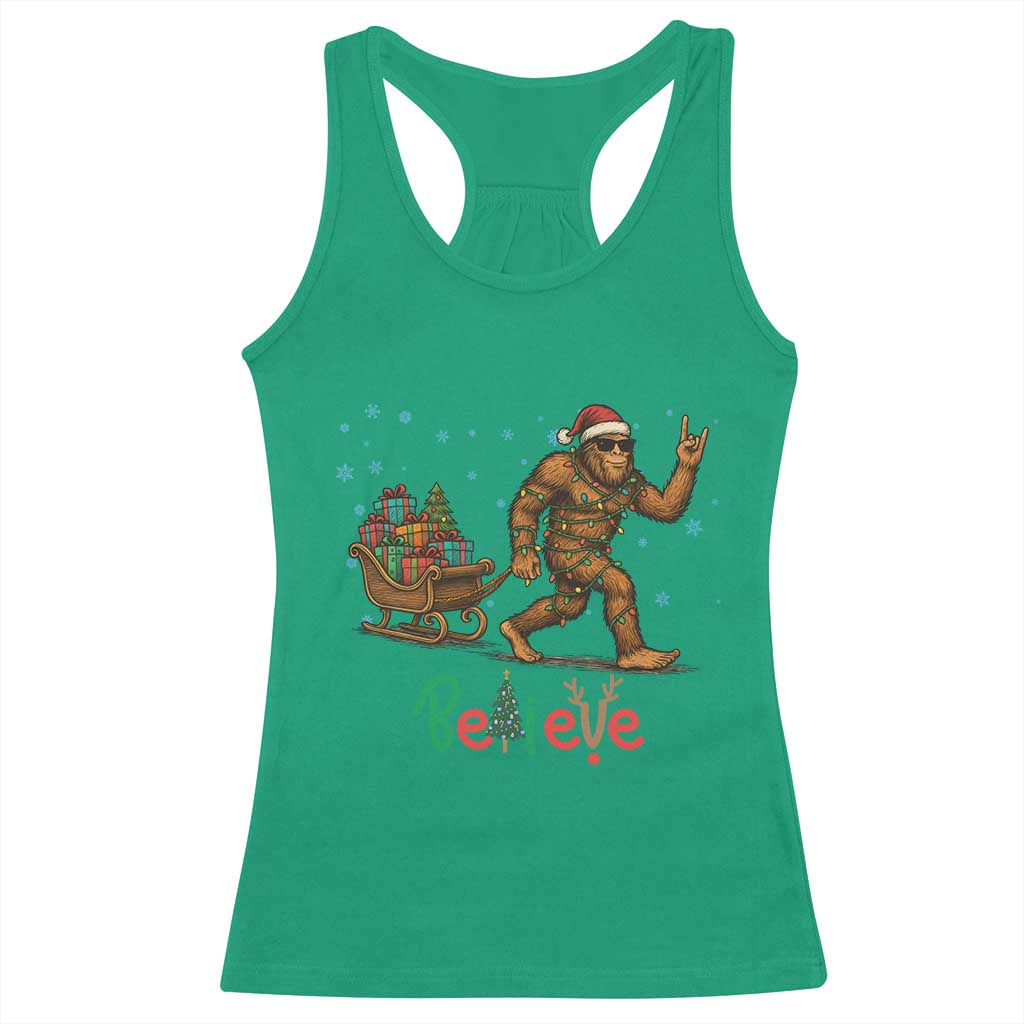 Bigfoot Christmas Racerback Tank Top Believe Funny Holiday Gift TS12 Irish Green Print Your Wear