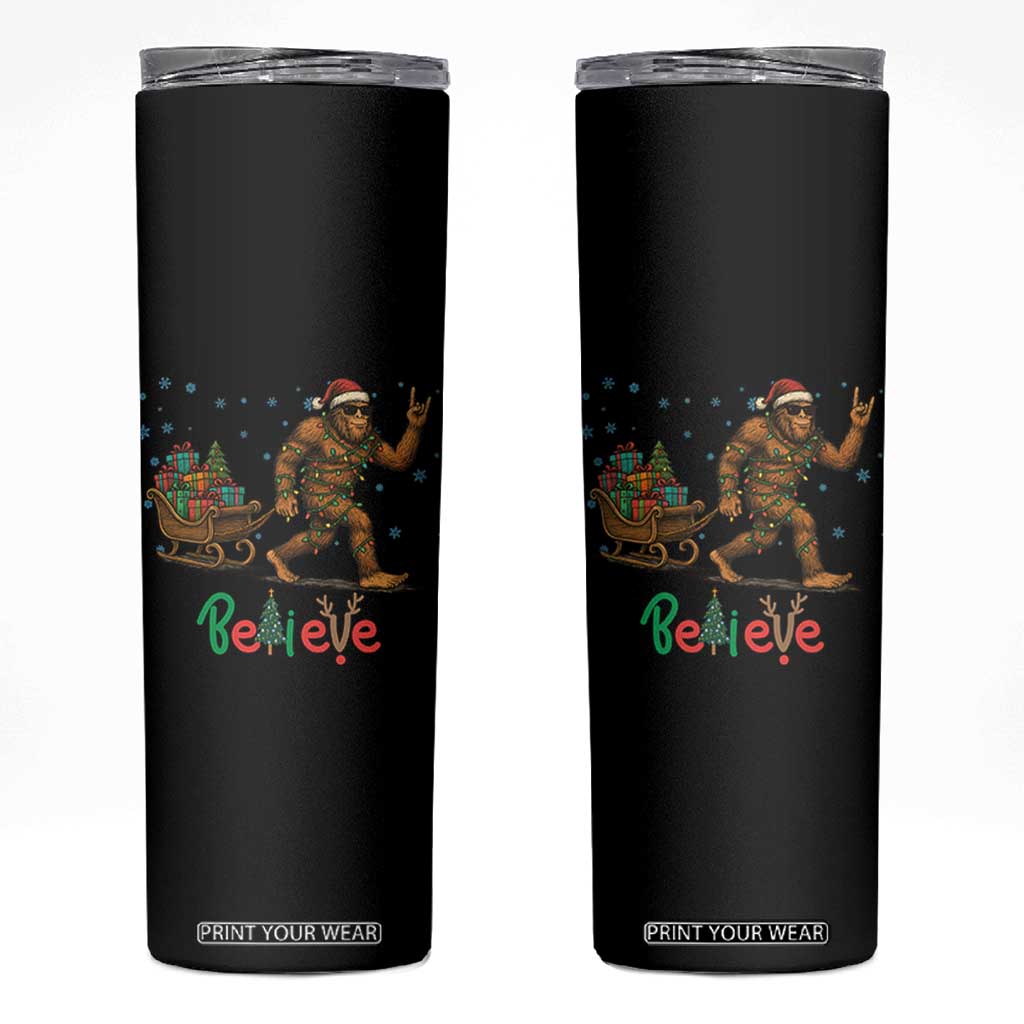 Bigfoot Christmas Skinny Tumbler Believe Funny Holiday Gift TS12 Black Print Your Wear